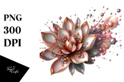 Glossy Metallic Magnolia, Watercolor Splash PNG Product Image 1