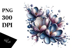 Glossy Metallic Magnolia, Watercolor Splash PNG Product Image 1