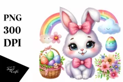 Easter Bunny Egg Flower, Clipart |T-shirt, Mug PNG Product Image 8