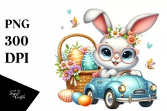 Easter Bunny Egg Flower, Clipart |T-shirt, Mug PNG Product Image 8