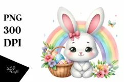 Easter Bunny Egg Flower Basket Rainbow , Clipart |T-shirt Product Image 8
