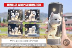 Tumbler Sublimation Wrap White Dog Scene Christmas Product Image 1
