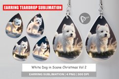 Earring teardrop design White Dog Scene Christmas Product Image 1