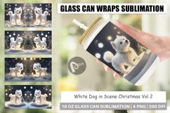 Glass Can Wraps White Dog Scene Christmas Product Image 1