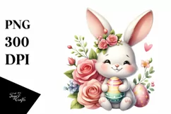 Cute Easter Bunny Egg Rose , Clipart |T-shirt, Mug PNG Product Image 1