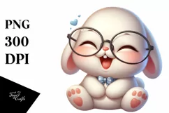 Easter Bunny With Glasses Flower, Clipart |T-shirt, Mug PNG Product Image 8