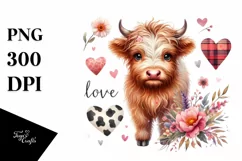 Cute Highland Cow Spring Love Flowers |T-shirt, Mug, Tumbler Product Image 1