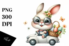 Easter Bunny with Sun Glasses Driving a Car a Flower Product Image 8