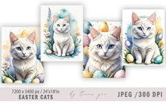 Cute watercolor Easter white cat illustration- 4 Jpeg Product Image 1
