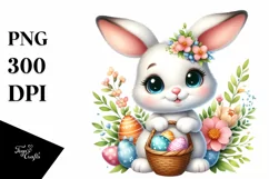 White Cute Easter Bunny Egg Flower, Clipart |T-shirt, Mug Product Image 8