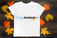 White empty blank t-shirt mockup on dark autumn background
