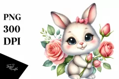 Easter Bunny Rose Flower, Clipart |T-shirt, Mug PNG Product Image 8
