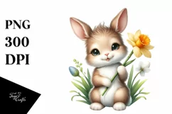 Easter Bunny Daffodil Flower, Clipart |T-shirt, Mug PNG Product Image 8