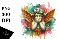 Cupid Angel Of Love Gesture Watercolor Florals Clipart Product Image 1
