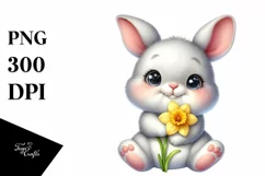 Bunny Daffodil Flower, Clipart |T-shirt, Mug PNG Product Image 8