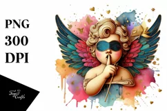 Cupid Angel Of Love Gesture Watercolor Florals Clipart Product Image 1