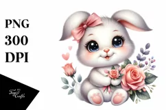 Easter Bunny Rose Flower, Clipart |T-shirt, Mug PNG Product Image 1