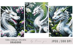 Watercolor floral white dragon illustrations - 3 Jpeg Product Image 1