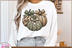 Fall Leopard print pumpkin faux embroidery, Cow Print Product Image 4