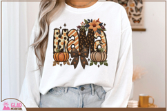 Boho Autumn faux embroidery Mama png, Mama Pumpkin design Product Image 2