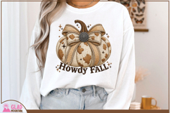 faux embroidery Howdy Fall Cowhide Pumpkin, Western Vintage Product Image 4