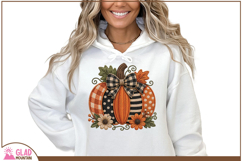 Fall faux embroidery polka dot pumpkin, plaid Autumn pumpkin Product Image 2