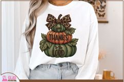Give Thanks to the Lord faux embroidery fall pumpkin png Product Image 3