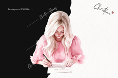 Watercolor Woman Writing a Letter | Letter Clipart Product Image 2