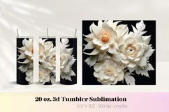 White Flower 3d Tumbler Wrap | 3d Flower Png 3d Sublimation 