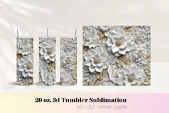 White Flower 3d Tumbler Wrap  3d Flower Png 3d Sublimation