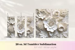 White Flower 3d Tumbler Wrap 3d Flower Png 3d Sublimation