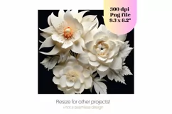 White Flower 3d Tumbler Wrap | 3d Flower Png 3d Sublimation 