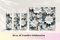 White Flower 3d Tumbler Wrap | 3d Flower Png 3d Sublimation