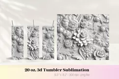 White Flower 3d Tumbler Wrap | 3d Flower Png 3d Sublimation