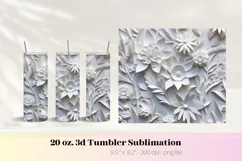 White Flower 3d Tumbler Wrap | 3d Flower Png 3d Sublimation
