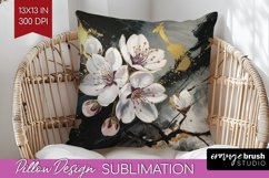 White Flowers Pillow Sublimation - Floral Pillow Cover PNG Product Image 1