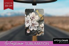 White Flowers Air Freshener PNG - Floral PNG Sublimation Product Image 1