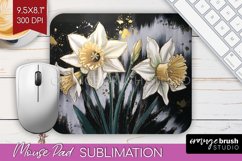 White Flowers Mouse Pad Sublimation - Floral Mousepad PNG Product Image 1