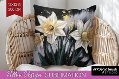 White Flowers Pillow Sublimation - Floral Pillow Cover PNG Product Image 1
