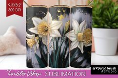 White Flowers Tumbler Wrap - Floral Tumbler PNG Sublimation Product Image 1