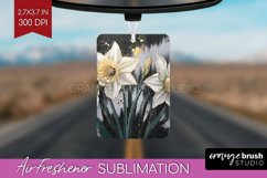 White Flowers Air Freshener PNG - Floral PNG Sublimation Product Image 1