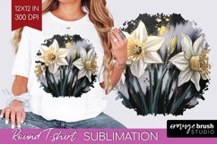 White Flowers Round Tshirt Background - Floral PNG Product Image 1