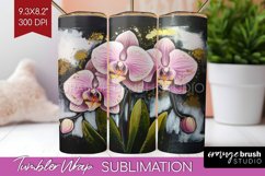 White Flowers Tumbler Wrap - Floral Tumbler PNG Sublimation Product Image 1