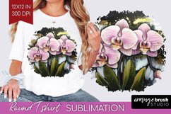 White Flowers Round Tshirt Background - Floral PNG Product Image 1