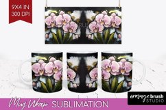 White Flowers Mug Wrap - Floral Mug PNG Sublimation Product Image 1