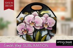 White Flowers Lunch Bag - Floral Lunch Bug PNG Sublimation Product Image 1