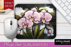 White Flowers Mouse Pad Sublimation - Floral Mousepad PNG Product Image 1