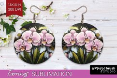 White Flowers Round Earrings - Floral PNG Sublimation Product Image 1