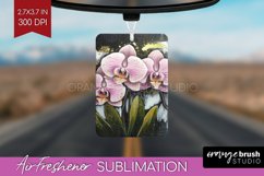 White Flowers Air Freshener PNG - Floral PNG Sublimation Product Image 1