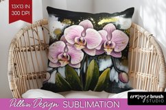 White Flowers Pillow Sublimation - Floral Pillow Cover PNG Product Image 1